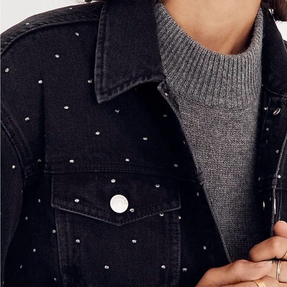 Madewell Boxy Crop Jacket: Metallic Dot Edition in Lunar Wash - Size S - Picture 3 of 6